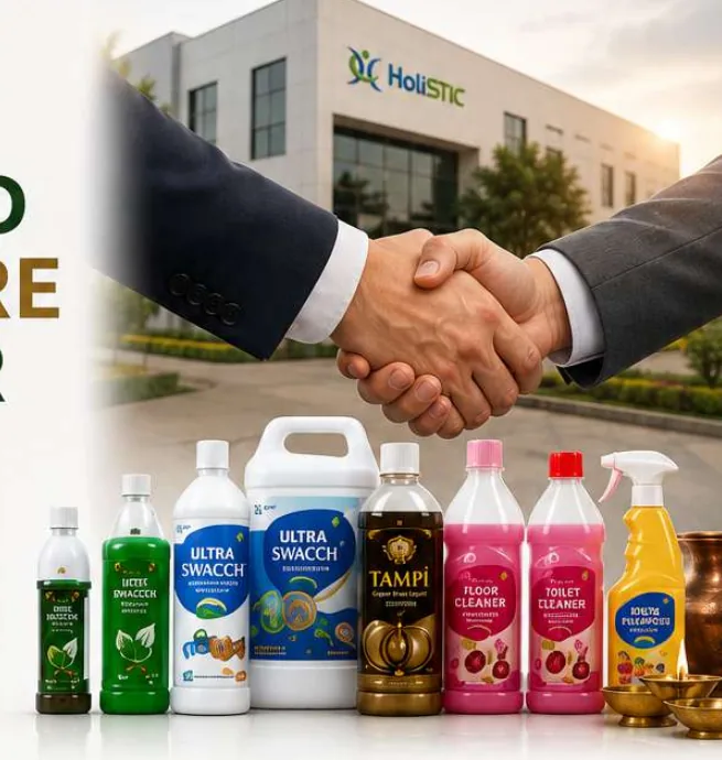 Business partnership visual and Holistic Healthcares product range from the company profile