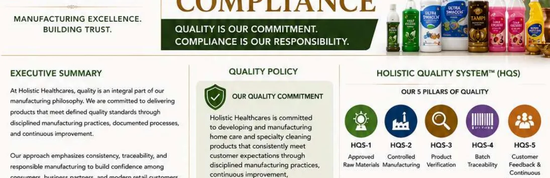 Quality and compliance section from the Holistic Healthcares company profile